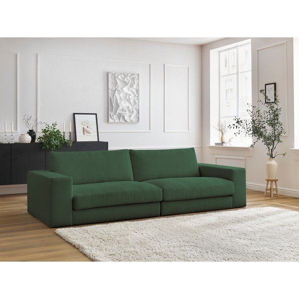 Sötétzöld kordbársony kanapé 274 cm Leonard – Bobochic Paris-image-1