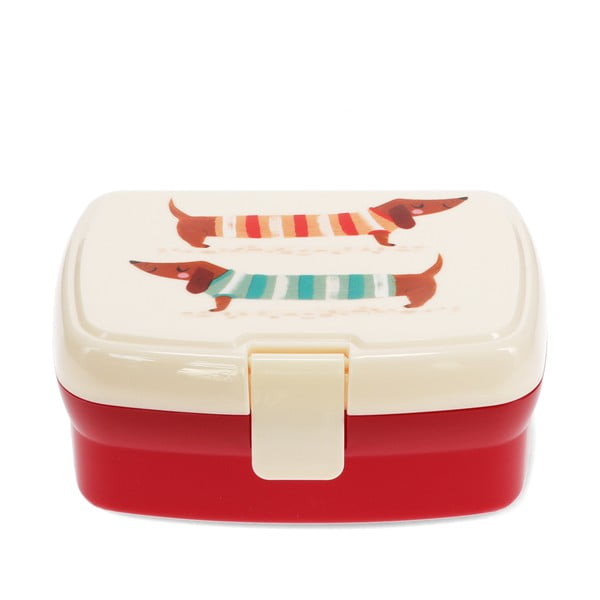 Piros-krémszínű gyerek uzsonnás doboz Sausage Dog – Rex London