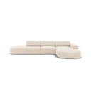 Bézs bársony sarokkanapé (jobb oldali) Jodie - Micadoni Home