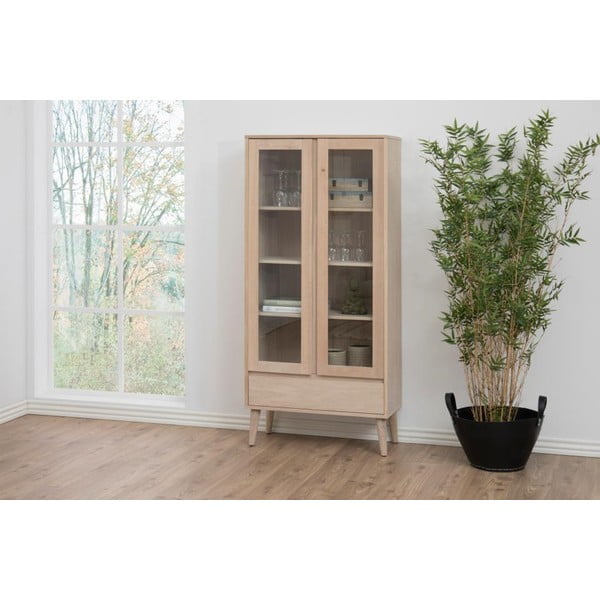 Natúr színű tálalószekrény tölgyfa dekorral 80x178 cm Nagano – Actona-image-1