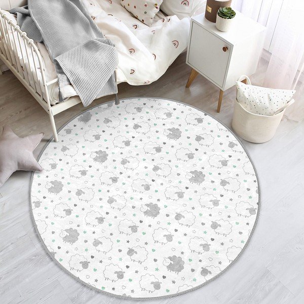 Fehér-világosszürke gyerek szőnyeg ø 80 cm Comfort – Mila Home-image-4