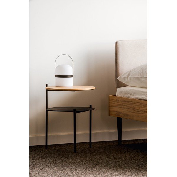 Fekete-natúr színű éjjeliszekrény tölgyfa dekoros asztallappal Tu – noo.ma-image-2