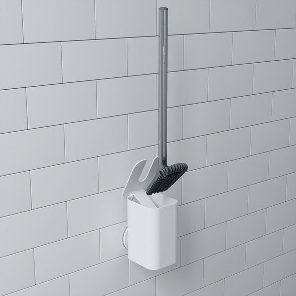 Fehér öntapadós műanyag WC-kefe Flex – Umbra-image-2