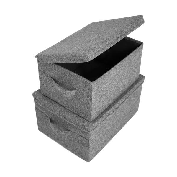 Szürke fedeles textil tárolódoboz 45x34x25 cm Soft Storage – Bigso-image-3