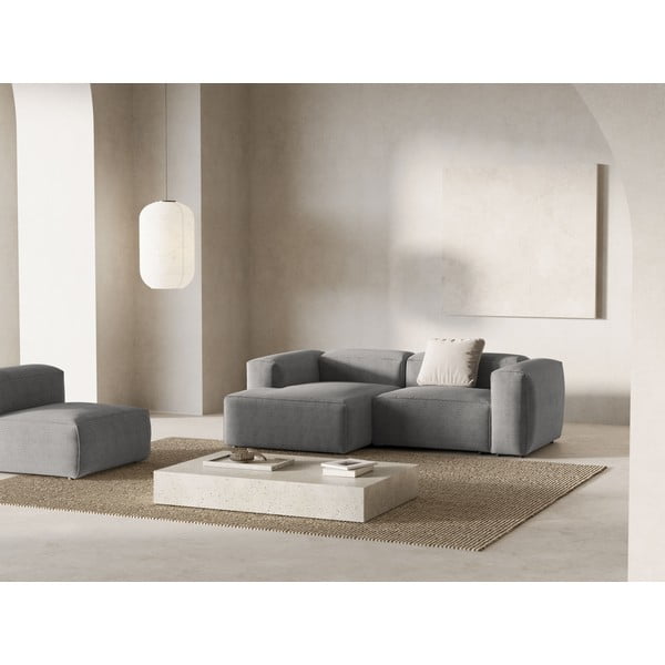 Világosszürke kordbársony sarokkanapé (bal oldali-heverő résszel) Bergamo – Cosmopolitan Design-image-1