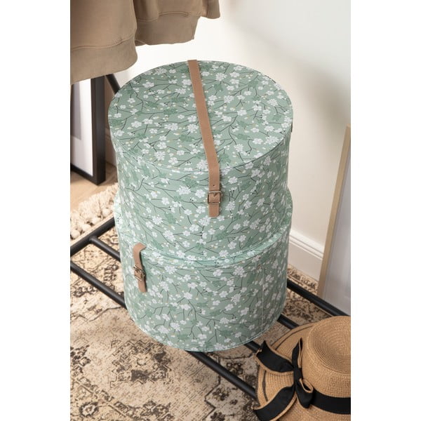 Világoszöld fedeles karton tárolódoboz szett 2 db-os ø 37,5x25,5 cm Rut Paper Laminate – Bigso-image-1