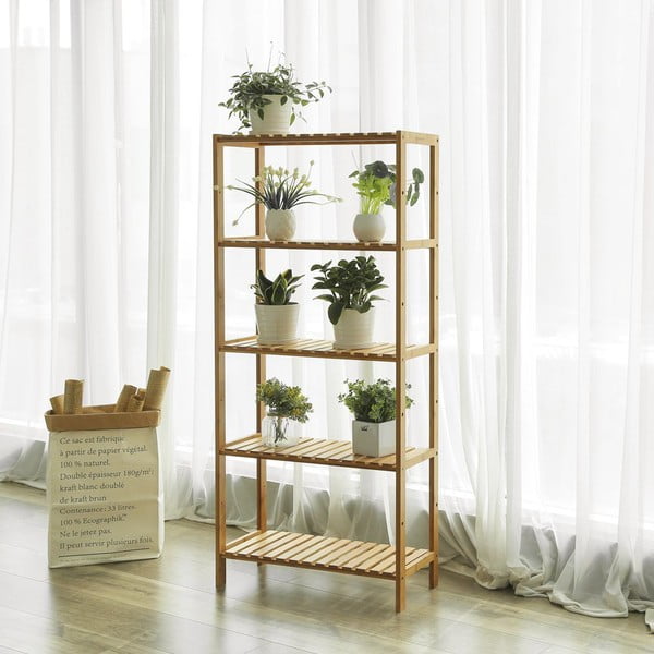 Bambusz polcos állvány, magasság 130 cm - Songmics-image-1