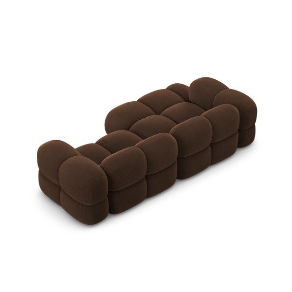 Sötétbarna bársony sarokkanapé (bal oldali-heverő résszel) Loretto – Cosmopolitan Design-image-4