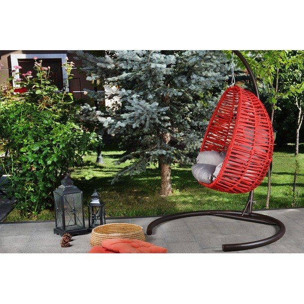 Piros-szürke kerti függőfotel Findik – Floriane Garden-image-2