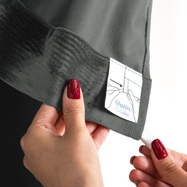 Sötétszürke bársony dimout (részleges sötétítő) függöny 530x225 cm Velto – Filumi-image-4