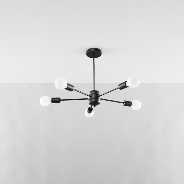 Fekete mennyezeti lámpa 66x66 cm Benedett – Sollux-image-3