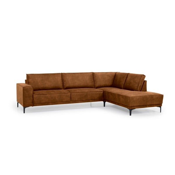 Konyakbarna bőrutánzat sarokkanapé (jobb oldali) Copenhagen – Scandic-image-2