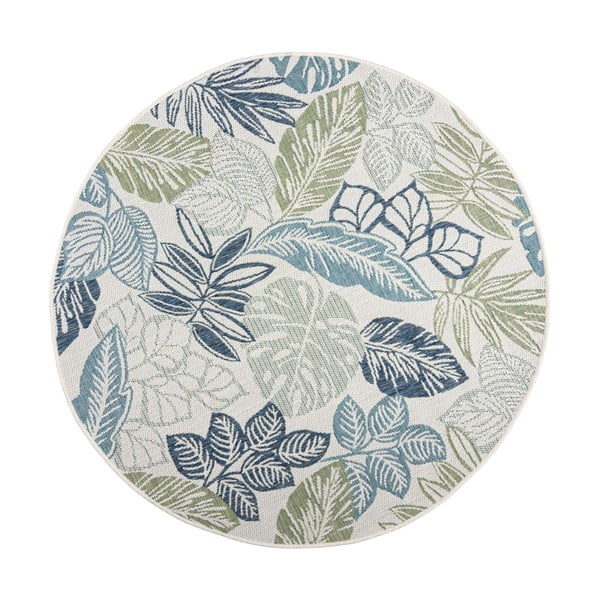 Zöld-kék kerek kültéri-beltéri szőnyeg ø 160 cm Bella Leaf – Flair Rugs