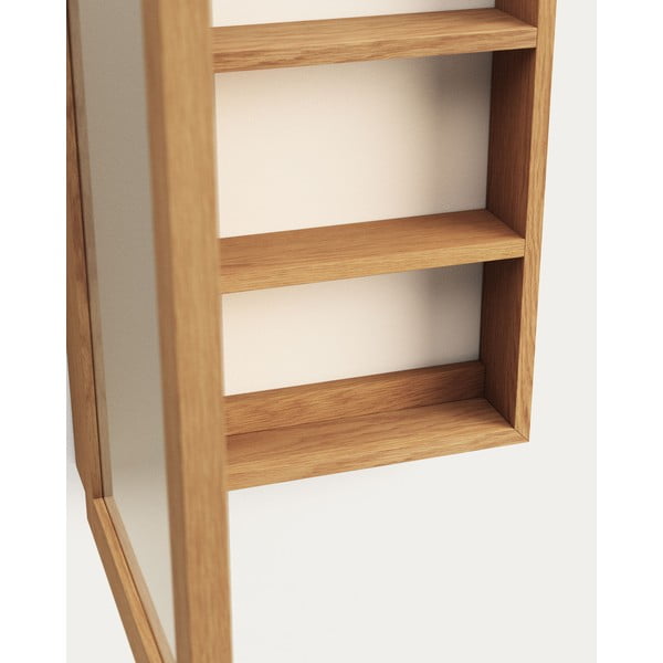 Natúr színű teakfa fali tükrös fürdőszoba szekrény 50x70 cm Plubia – Kave Home-image-4