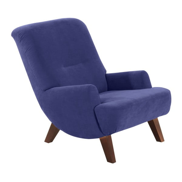 Brandford Velor kék fotel sötétbarna lábakkal - Max Winzer