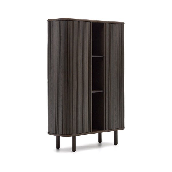 Sötétbarna szekrény tolóajtóval kőrisfa dekorral 110x140 cm Mailen – Kave Home-image-3