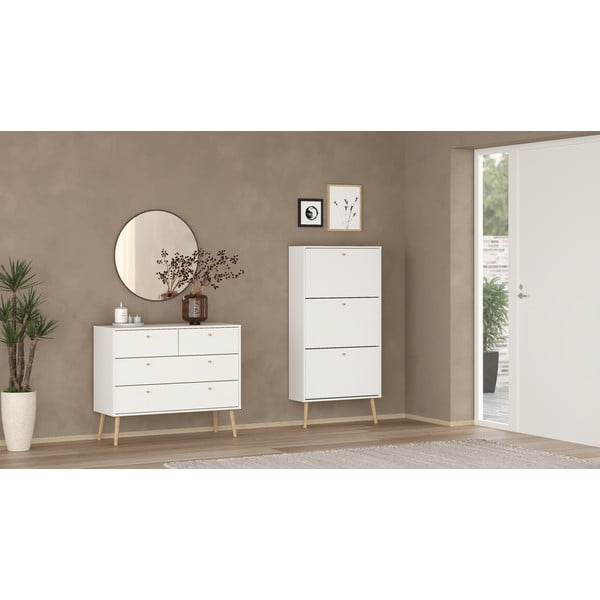 Fehér billenő ajtós cipőtartó Bodo – Tvilum-image-1