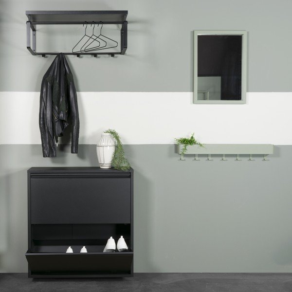 Fekete fém billenő ajtós cipőtartó 75x77,5x22,5 cm Billy – Spinder Design-image-4