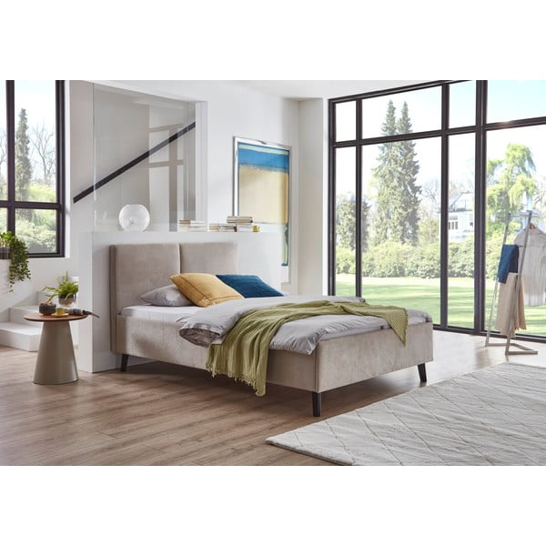 Bézs kárpitozott franciaágy ágyráccsal 140x200 cm Piano – Meise Möbel-image-2