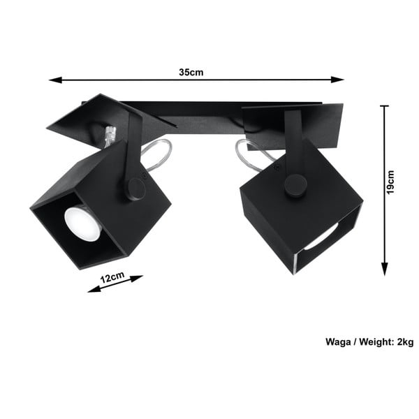 Noe Dos fekete mennyezeti lámpa - Sollux-image-3