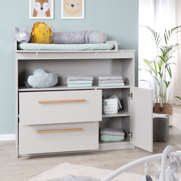 Világosszürke gyerek komód pelenkázó feltéttel 107x98x75 cm Lea – Roba-image-1