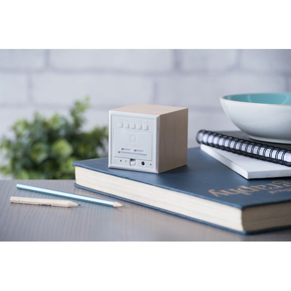 Digitális ébresztőóra Wooden Cube Click – Gingko-image-1