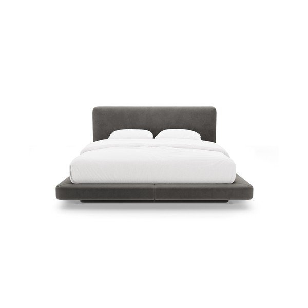 Sötétszürke kárpitozott franciaágy 180x200 cm Linea – Micadoni -image-3