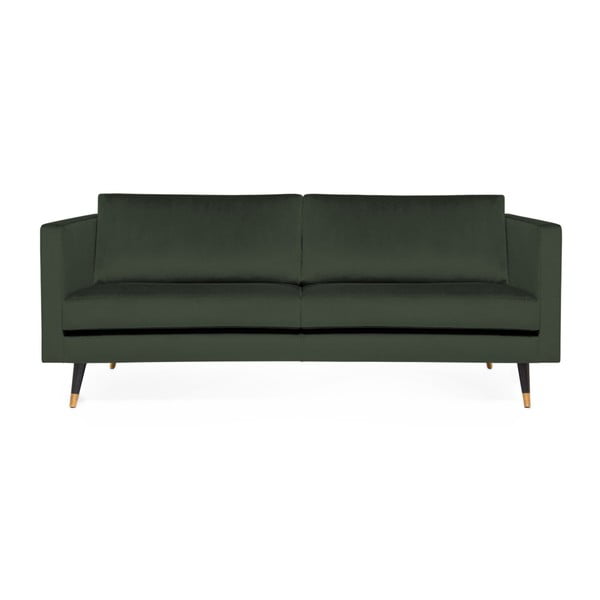 Meyer Velvet sötétzöld 3 személyes kanapé, sárgaréz lábakkal - Vivonita