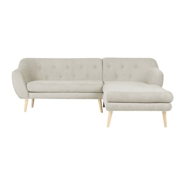 Sicile bézs színű kanapé jobboldali fekvőfotellel - Mazzini Sofas