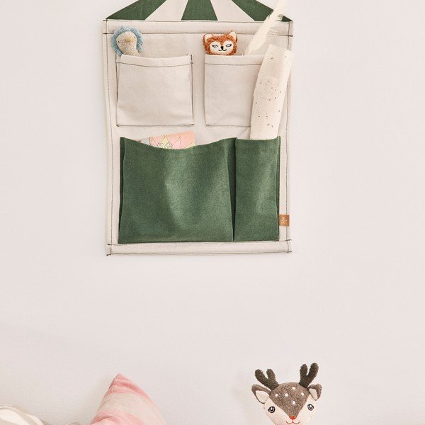 Zöld-krémszínű textil függő rendszerező 40x1x60 cm Circus – OYOY Mini-image-1