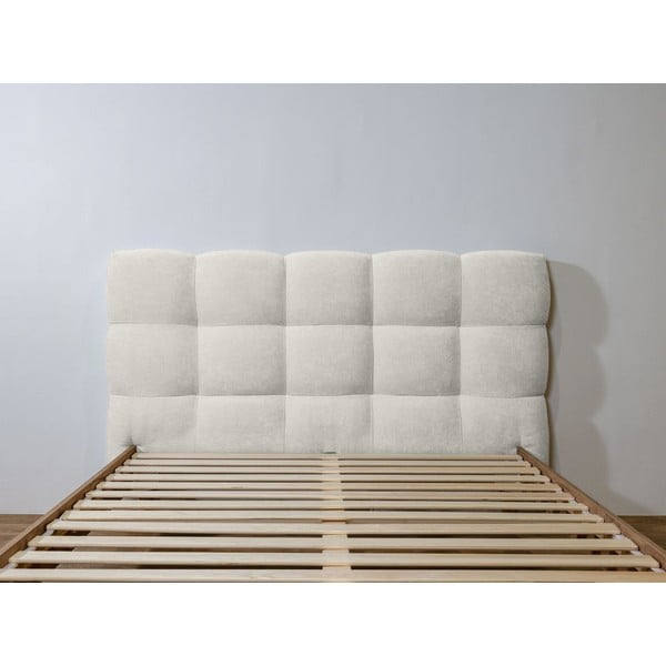 Világosszürke kárpitozott franciaágy ágyráccsal 160x200 cm Kumo – Bobochic Paris-image-3