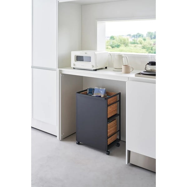 Fekete fém gurulós polcos állvány 42x60 cm Tower – YAMAZAKI-image-4