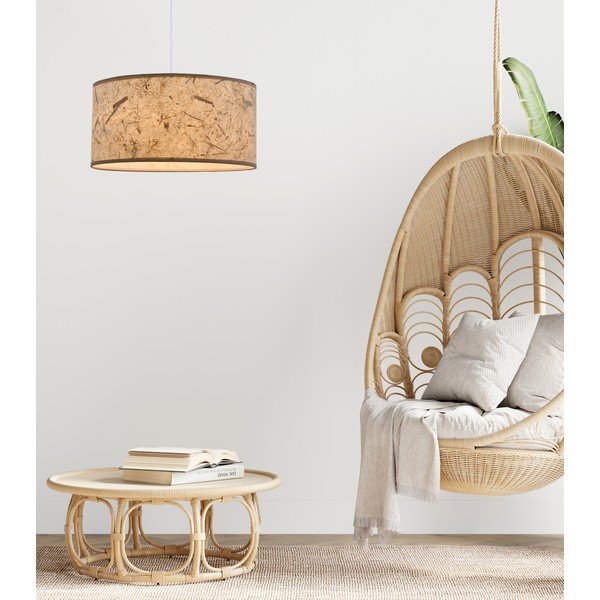 Bézs függőlámpa textil búrával ø 30 cm Papirus – Candellux Lighting-image-1