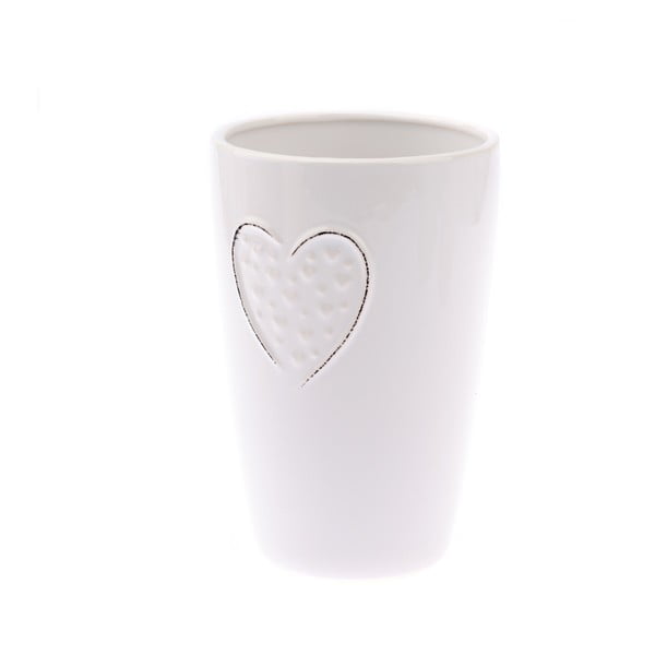 Hearts Dots fehér kerámia váza, magasság 18,3 cm - Dakls