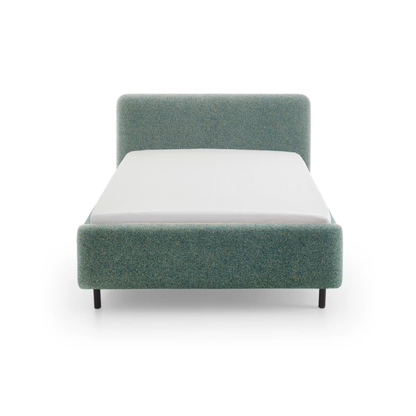 Sötétzöld kárpitozott ágyneműtartós franciaágy ágyráccsal 140x200 cm Primo – Meise Möbel-image-4