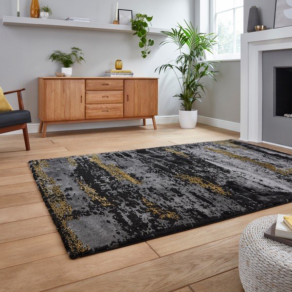 Fekete-aranyszínű szőnyeg 200x290 cm Craft – Think Rugs-image-1