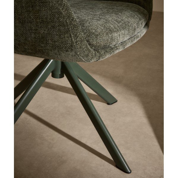 Sötétzöld kárpitozott karfás étkezőfotel Lexa – Kave Home-image-2