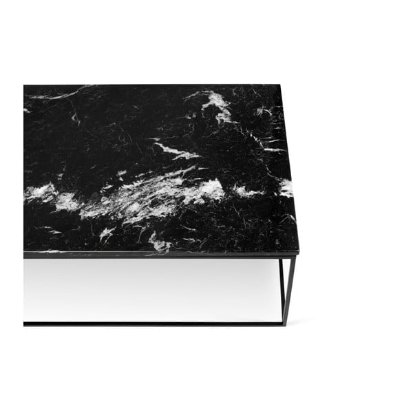 Gleam fekete dohányzóasztal márvány asztallappal és fekete lábakkal, 120 x 75 cm - TemaHome-image-3