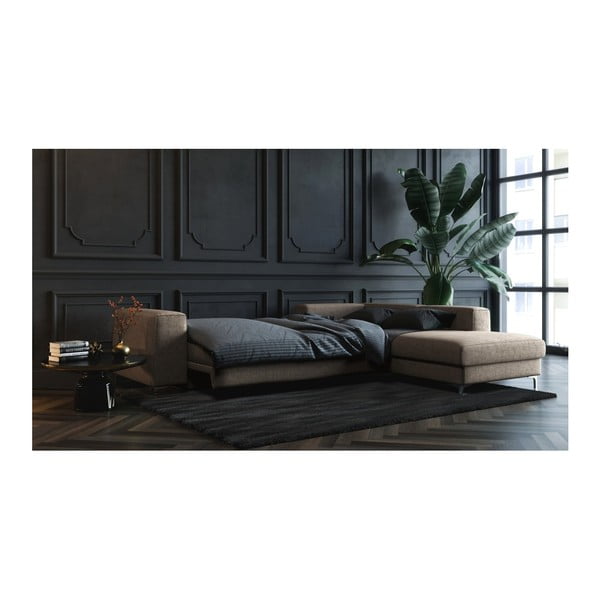 Rothe sötétbézs kinyitható sarokkanapé, jobb oldali - devichy-image-4