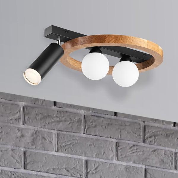 Fekete-natúr színű mennyezeti lámpa 40x50 cm Otis – LAMKUR-image-2