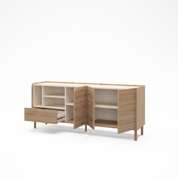 Natúr színű komód tölgyfa dekorral 180x75,5x44 cm Monza – Marckeric-image-2