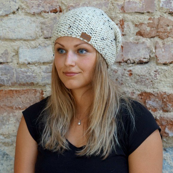 Tweed bézs kézzel horgolt sapka - DOKE-image-1