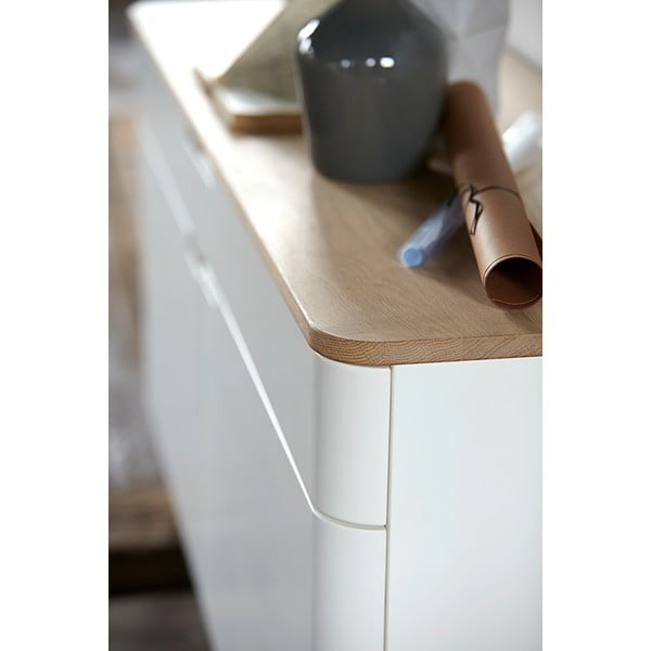 Amalfi alacsony fehér tölgyfa komód - Unique Furniture-image-2
