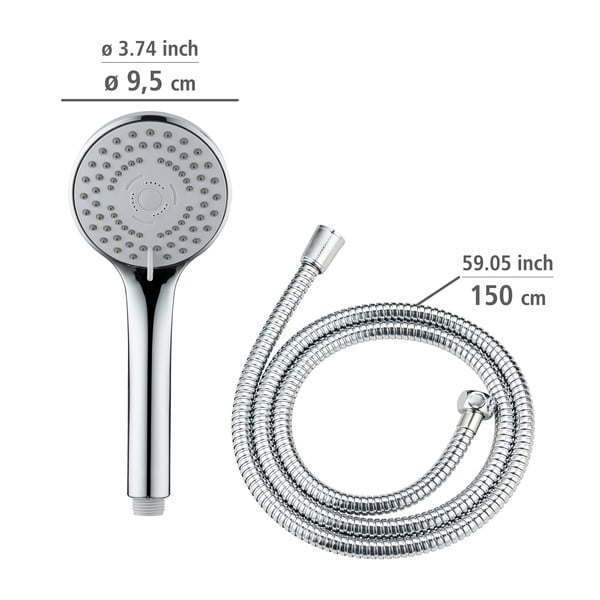 Fényes ezüstszínű zuhanyfej csővel Basic Line – Wenko-image-4