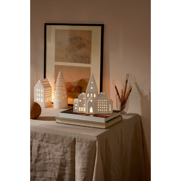 Urbania Lighthouse City fehér kerámia gyertyatartó - Kähler Design-image-4