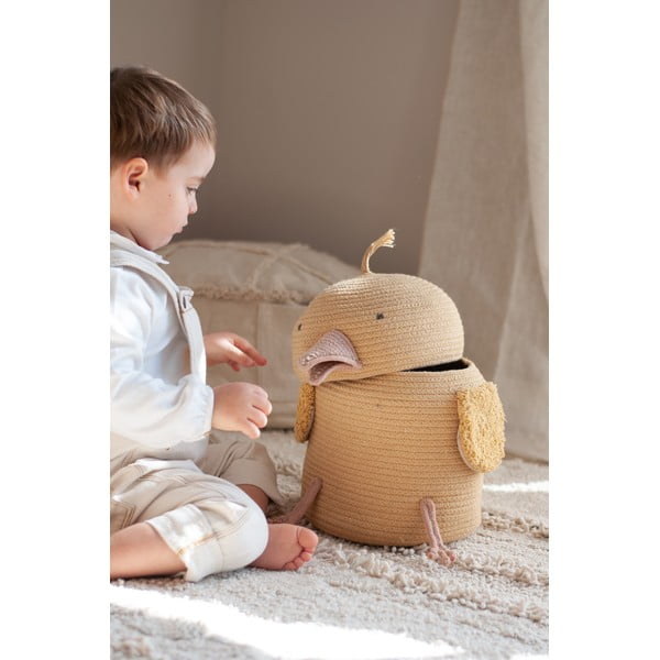 Sárga textil játéktároló kosár ø 25x30 cm Charlie the Chicken – Lorena Canals-image-3