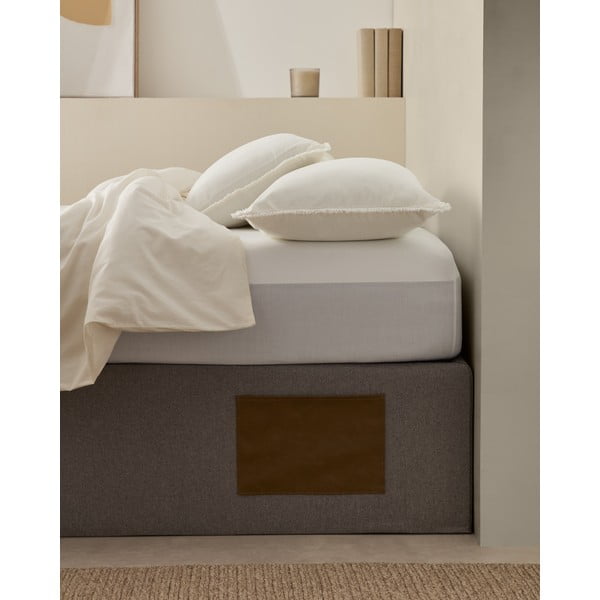 Szürke kárpitozott ágyneműtartós franciaágy 180x200 cm Matters – Kave Home-image-2