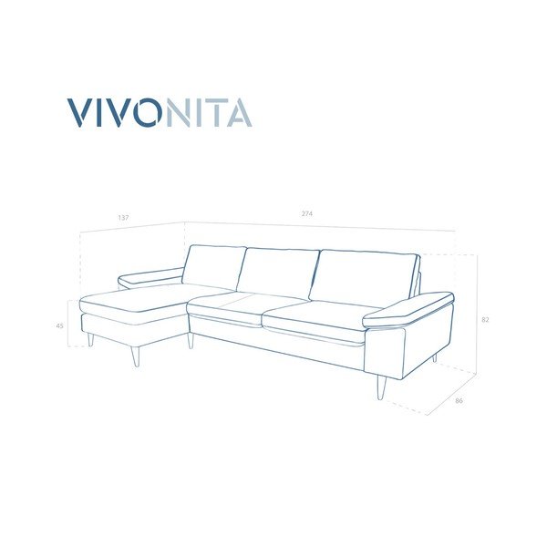 Nathan bézs sarokkanapé baloldali fekvőfotellel - Vivonita-image-1