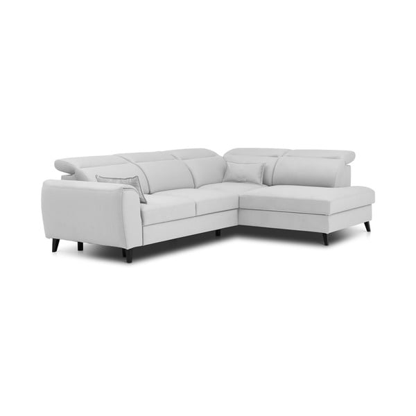 Fehér bársony kinyitható-tárolóhelyes sarokkanapé (jobb oldali-L alakú) Noble – ELTAP-image-2