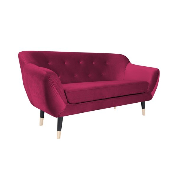 Amelie rózsaszín kanapé fekete lábakkal, 158 cm - Mazzini Sofas-image-2